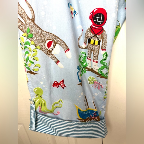 NICK & NORA Scuba Sock Monkey Pajama Pants Lounge Under The Sea Blue Red Lobster - Picture 6 of 12